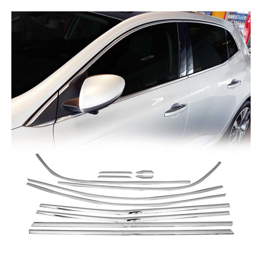 Benzi decorative geamuri pentru Renault Megane 1 2015-19, oțel inoxidabil cromat, 12 bucăți