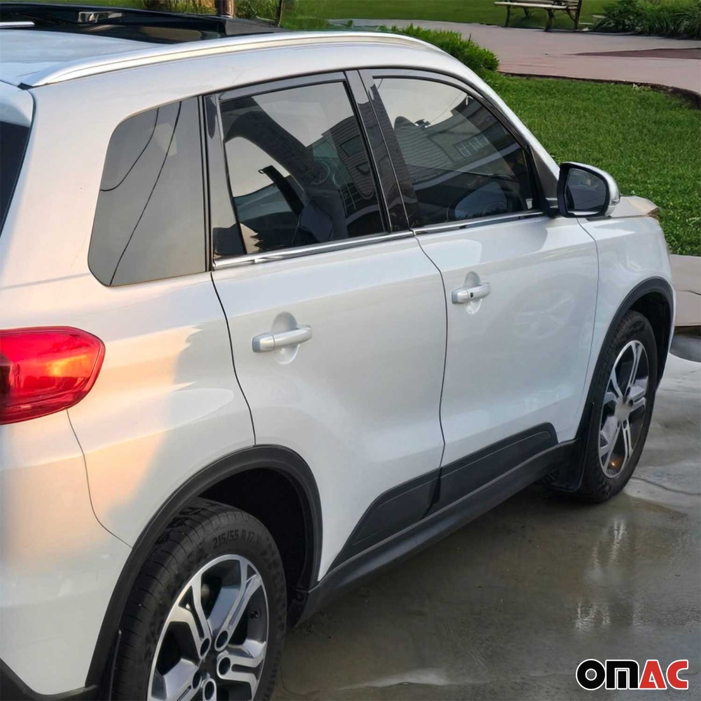 Benzi decorative pentru geamuri Suzuki Vitara 2015-2025, oțel inoxidabil cromat, set 4 piese