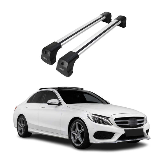 Portbagaj de plafon pentru Mercedes Clasa C W205 Sedan 2014-2021 75kg Gri Aluminiu 2x