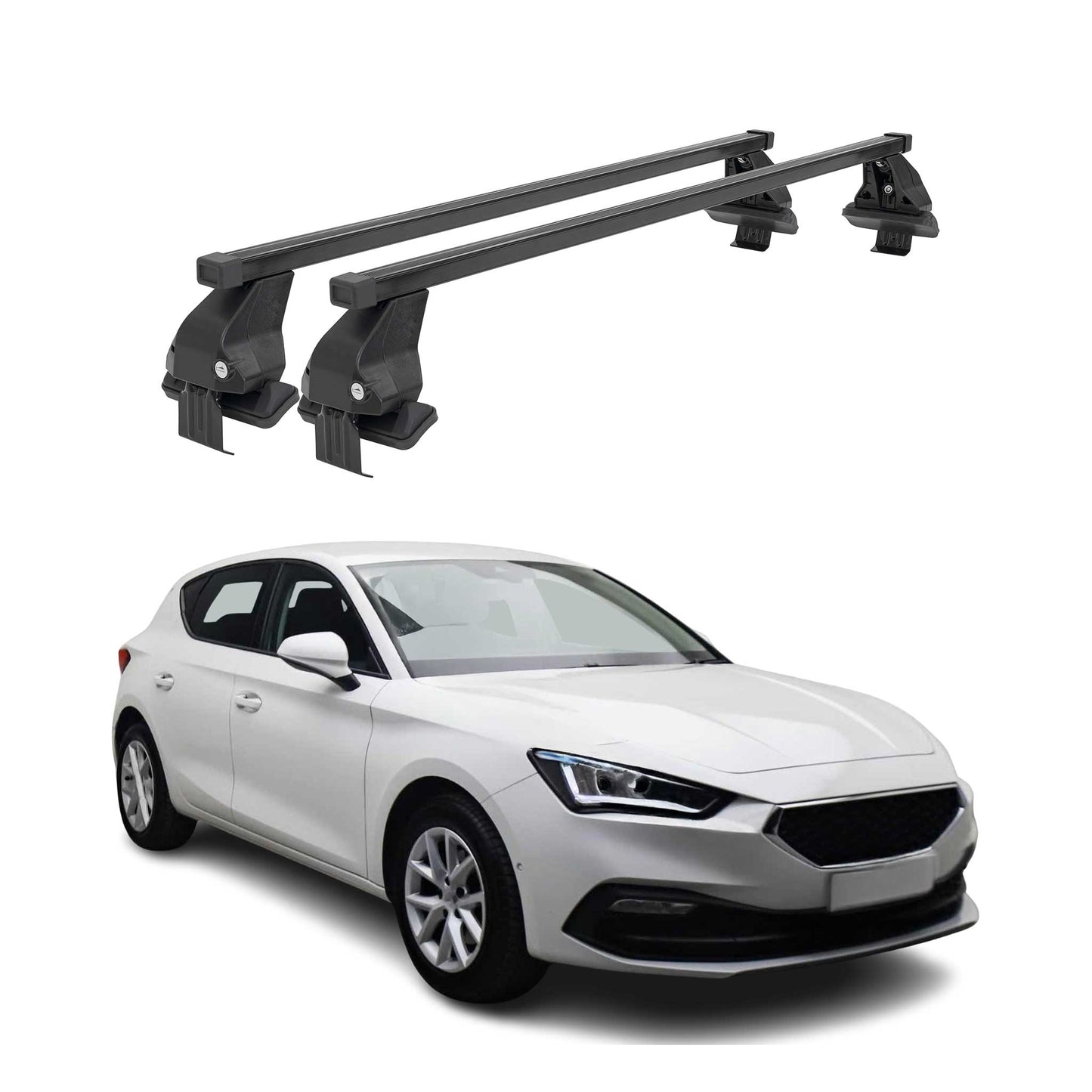 Menabo Dachträger Grundtäger für Seat Leon 2020-2025 50kg Stahl Schwarz 2 tlg