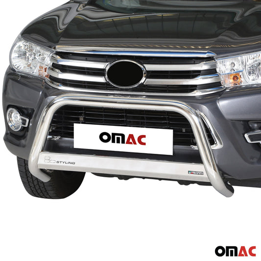 Bară de protecție/buton față pentru Toyota Hilux 2016-2018, ø63mm, oțel, argintiu, protecție