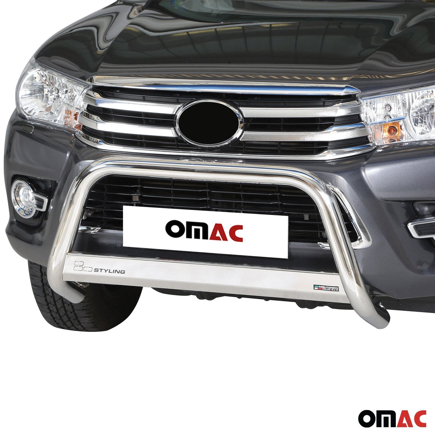 Bară de protecție/buton față pentru Toyota Hilux 2016-2018, ø63mm, oțel, argintiu, protecție