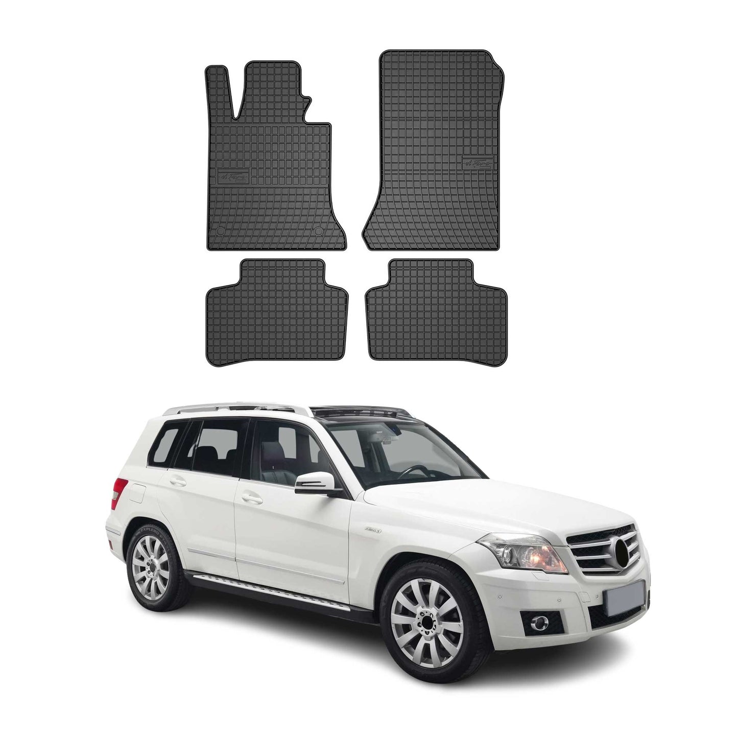 Covorașe cauciuc Mercedes GLK Clasa X204 2008-2015, set 4 piese, negru