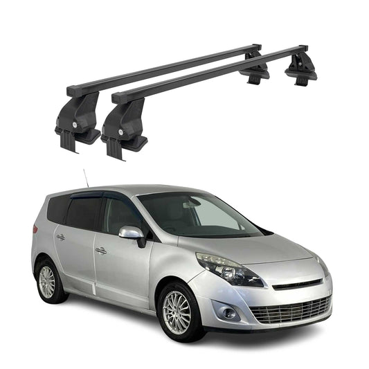 Menabo Dachträger für Renault Scenic mk3 2009-2013 Pre-FL 50kg Stahl Schwarz 2x