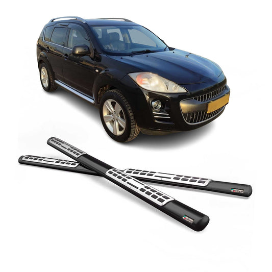 Edelstahl Seitenschweller Schwellerrohre für Peugeot 4007 2008-2012 Schwarz