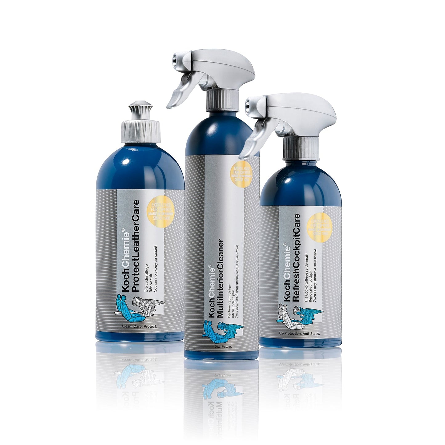 Set de îngrijire auto Koch Chemie, curățitor de interior, îngrijire piele, îngrijire cockpit, 3 piese