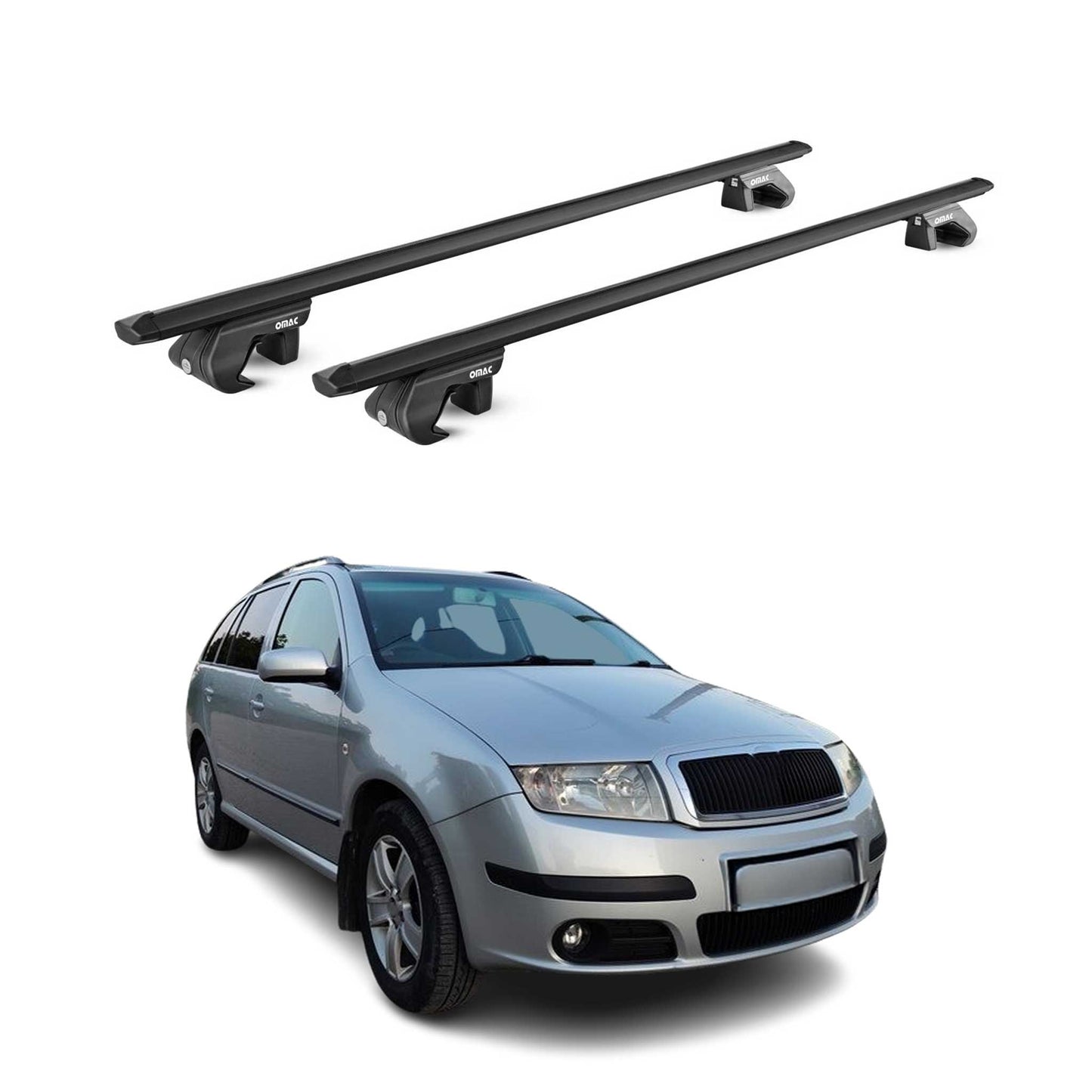 Portbagaj de plafon pentru Skoda Fabia Combi 1999-2021 5 uși 90kg Alu Negru ABE