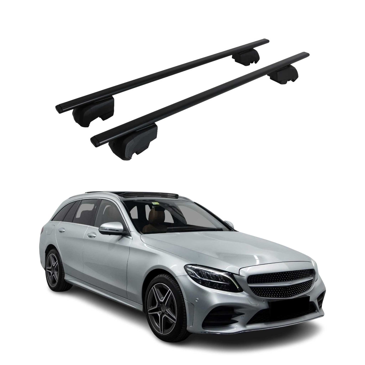 Dachträger für Mercedes C Klasse S205 Kombi 2015-2021 75kg Metall Schwarz 2x