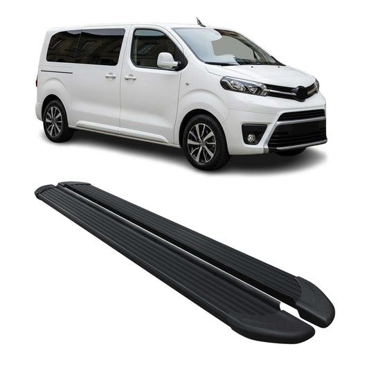 Praguri laterale pentru Toyota Proace 2017-2025 L1 scurte din aluminiu negru