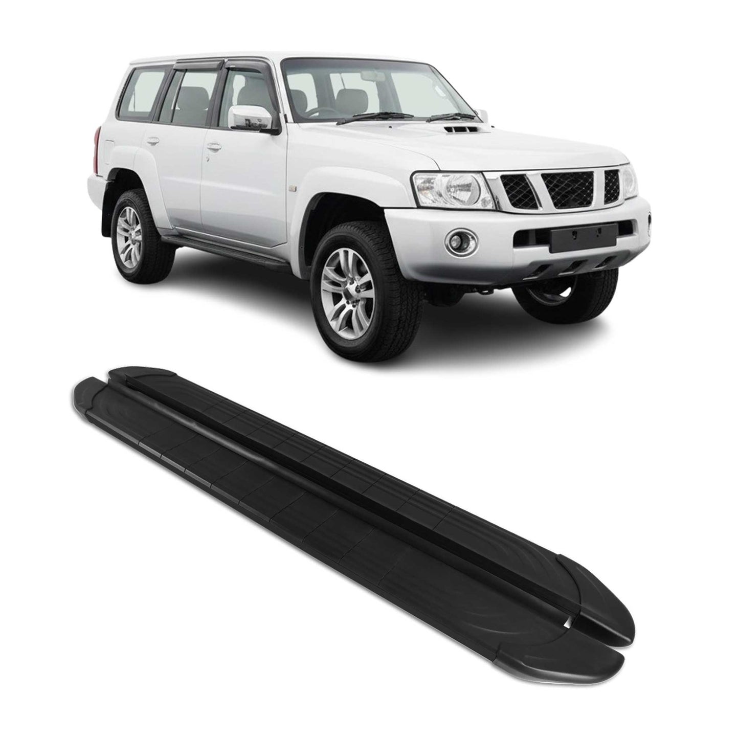 Trittbretter Seitenschweller für Nissan Patrol 2010-2025 Aluminium Schwarz 2tlg