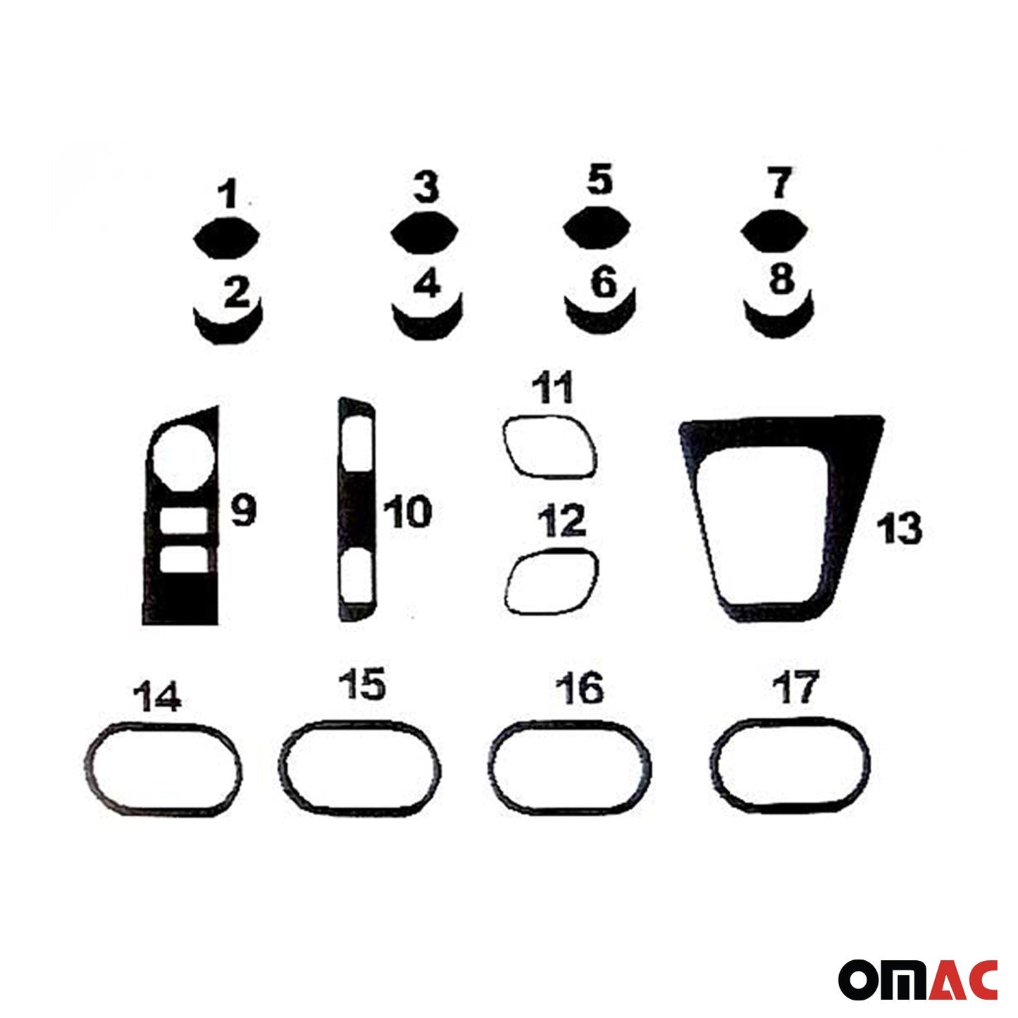Ornamente interioare cockpit pentru Dacia Lodgy 2012-2024, aspect lemn masiv, 17 piese