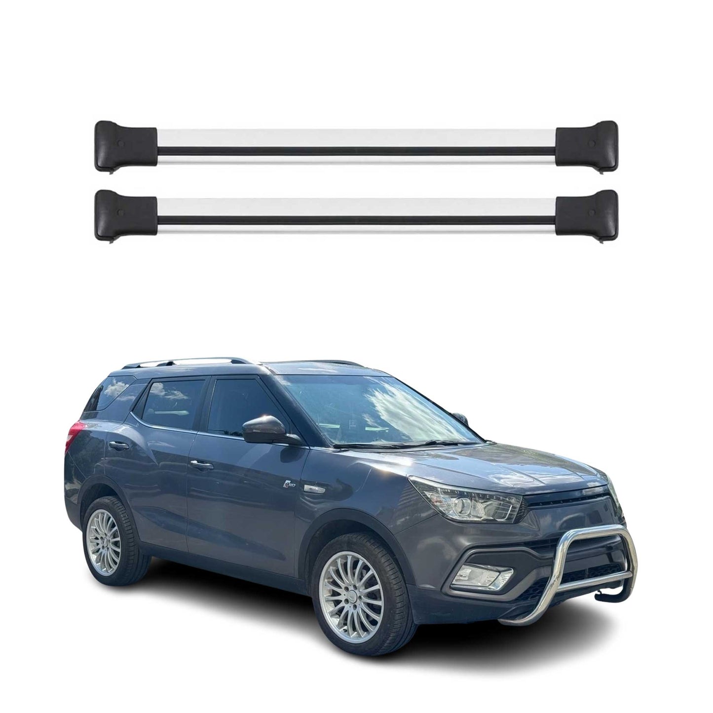 Dachträger Grundtäger für SsangYong XLV 2016-2019 75kg Aluminium Silber 2 tlg