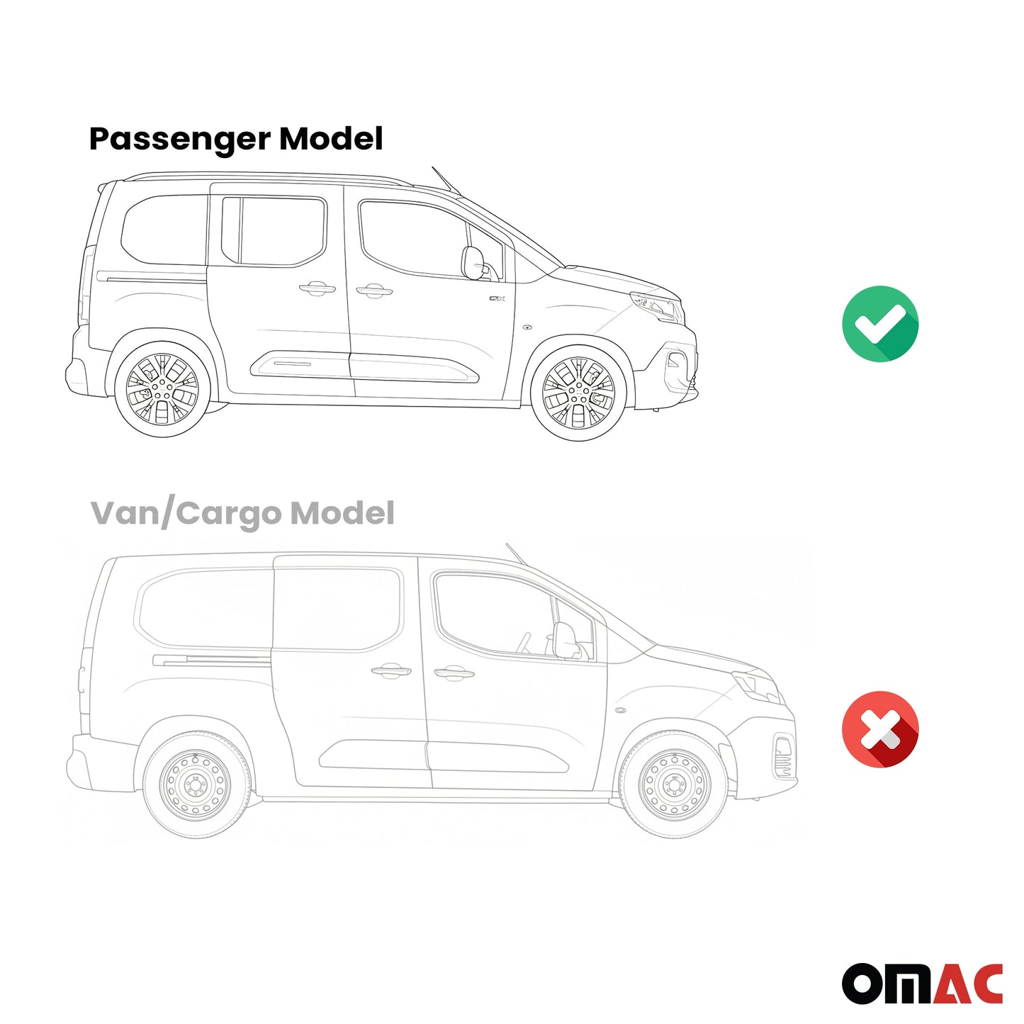 Praguri laterale/scarpe pentru Fiat Doblo 2022-2025 L1, argintii, 2 bucăți