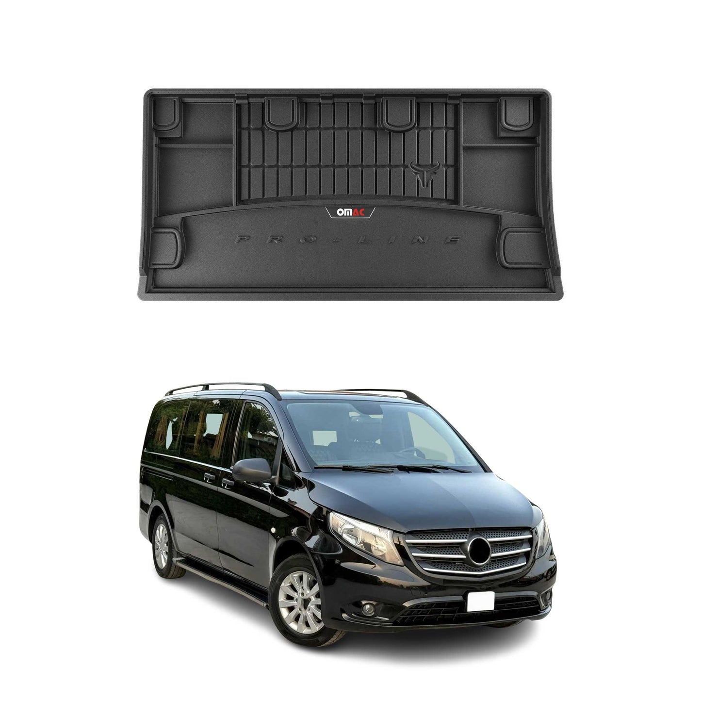 OMAC Gummi Kofferraumwanne für Mercedes Vito 2014-2025 TPE Laderaumwanne Schwarz