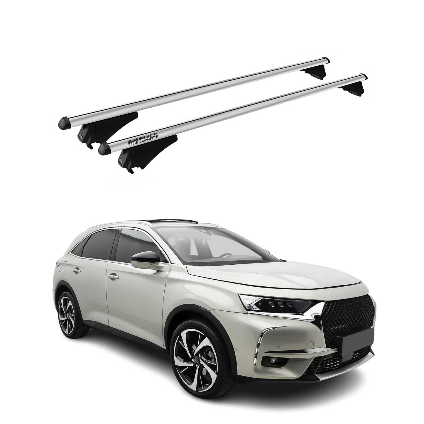 Menabo Dachträger Grundtäger für DS7 Crossback / DS 7 2017-2025 Alu Silber 2x