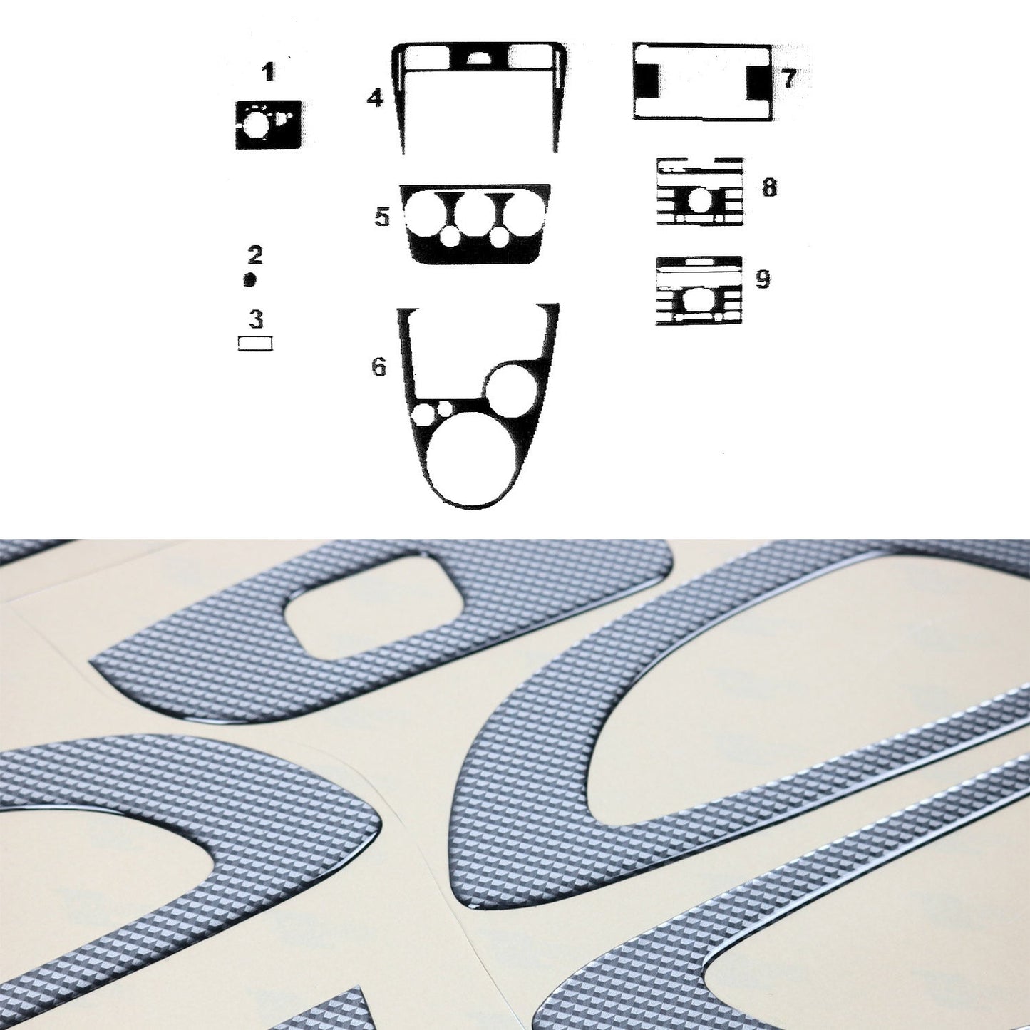 Ornamente interioare cockpit pentru Ford Fusion 2005-2012, aspect carbon, 9 bucăți