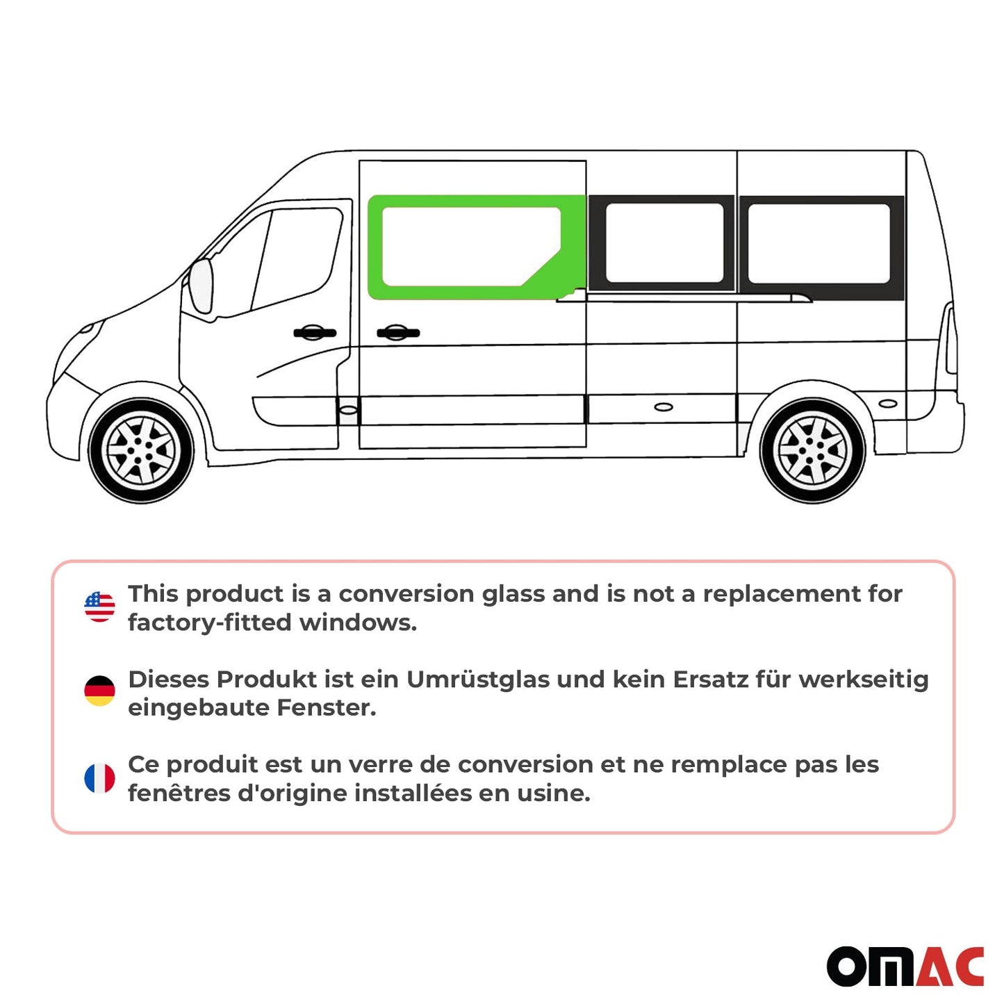 Seitenfenster Auto für Renault Master 2010-2024 Schiebetür Rechts L2 L3 L4 H2