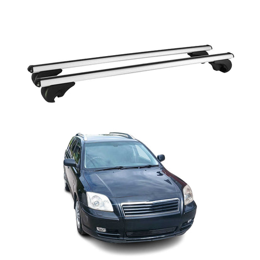 Bară portbagaj plafon pentru Toyota Avensis mk1 Estate 1997-2000 Pre-FL 75kg aluminiu argintiu 2x
