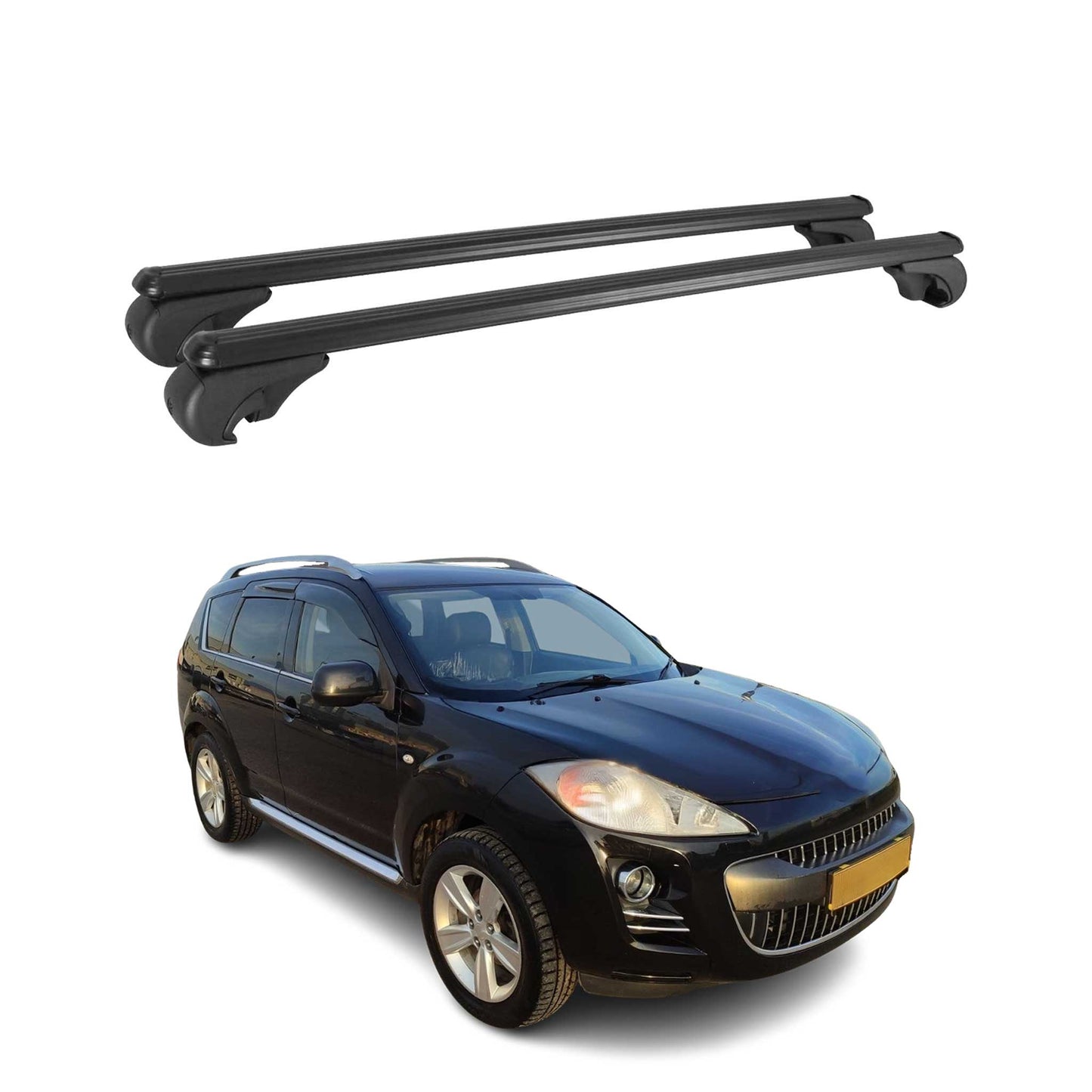 Dachträger für Peugeot 4007 2008-2012 Gepäckträger Grundträger Alu Schwarz 2x