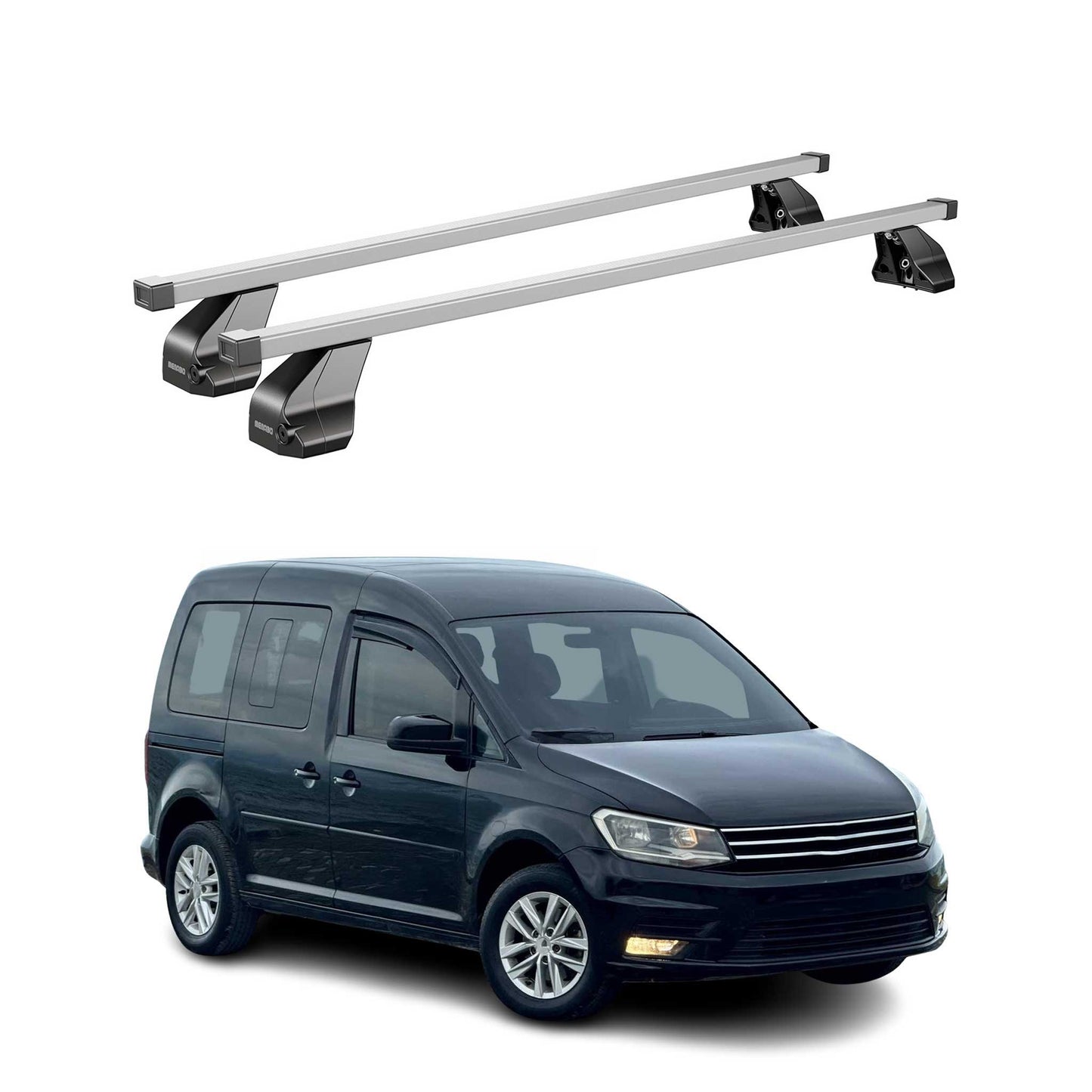 Menabo Dachträger Grundtäger für VW Caddy 2015-2020 75kg Stahl Silber 2 tlg