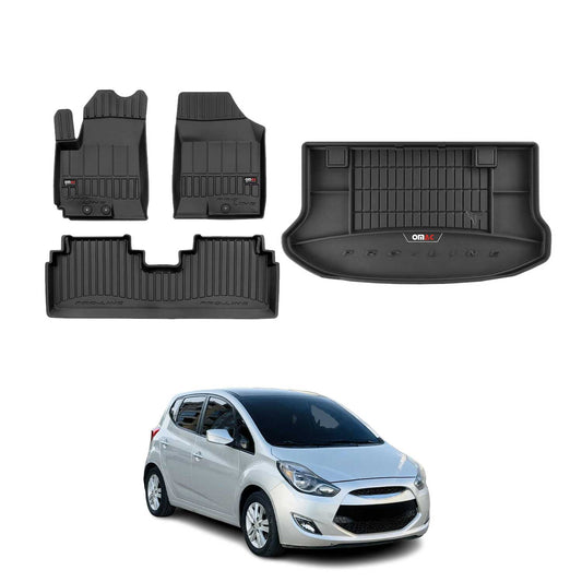 OMAC Fußmatten & Kofferraumwanne Set für Hyundai ix20 2010-2019 Gummi Schwarz 4x