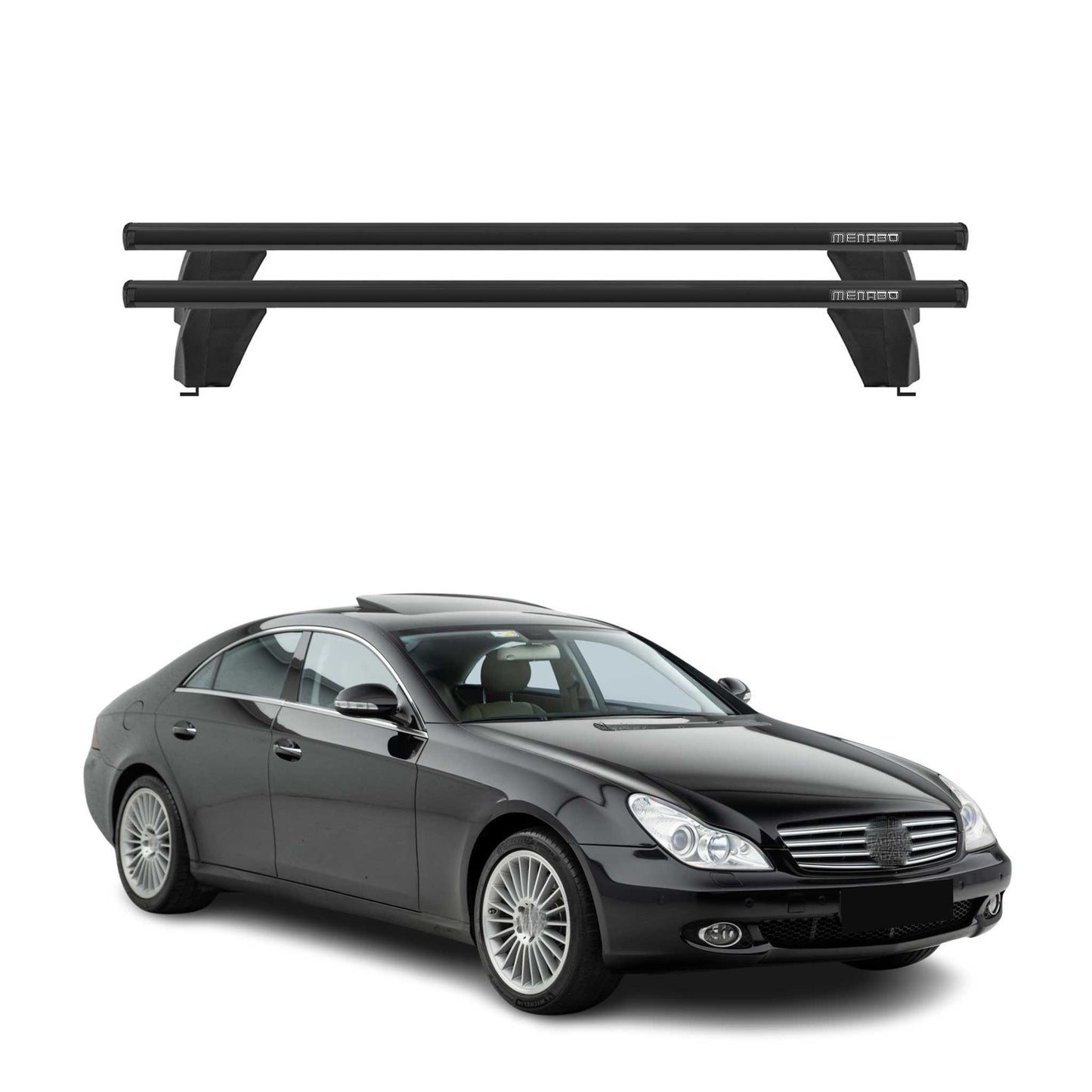 Menabo Dachträger Grundtäger für Mercedes CLS C219 2004-2010 75kg Alu Schwarz 2x