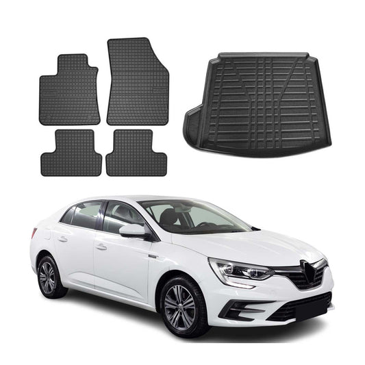 Set covorașe și portbagaj pentru Renault Megane Touch Icon 2016-2025, cauciuc, 5 buc.