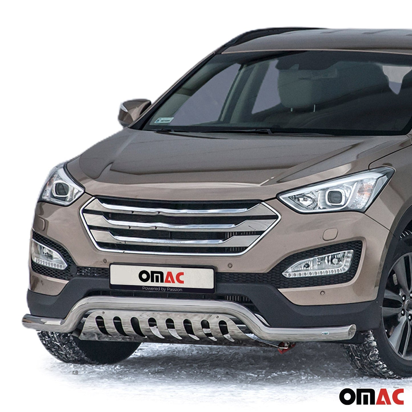 Bară de protecție față din oțel inoxidabil pentru Hyundai Santa Fe 2012-2018 cu ABE (omologare de tip germană) argintie