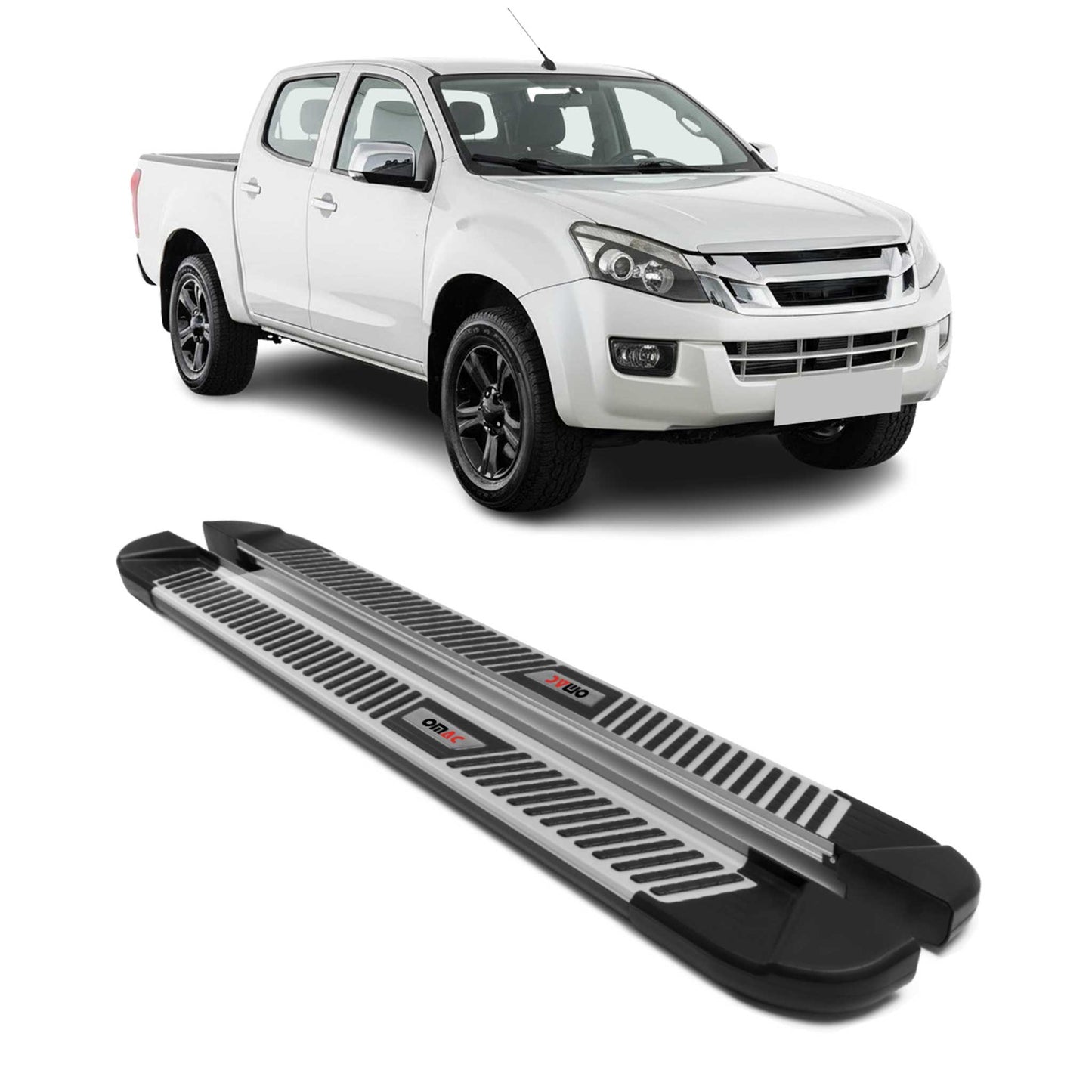 Trittbretter Seitenbretter für Isuzu D-Max DoubleCab 2012-2019 Alu Schwarz