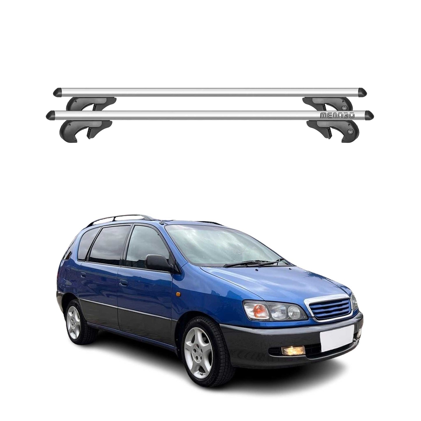 Menabo Dachträger Grundtäger für Toyota Picnic 1996-2001 90kg Alu Silber 2 tlg