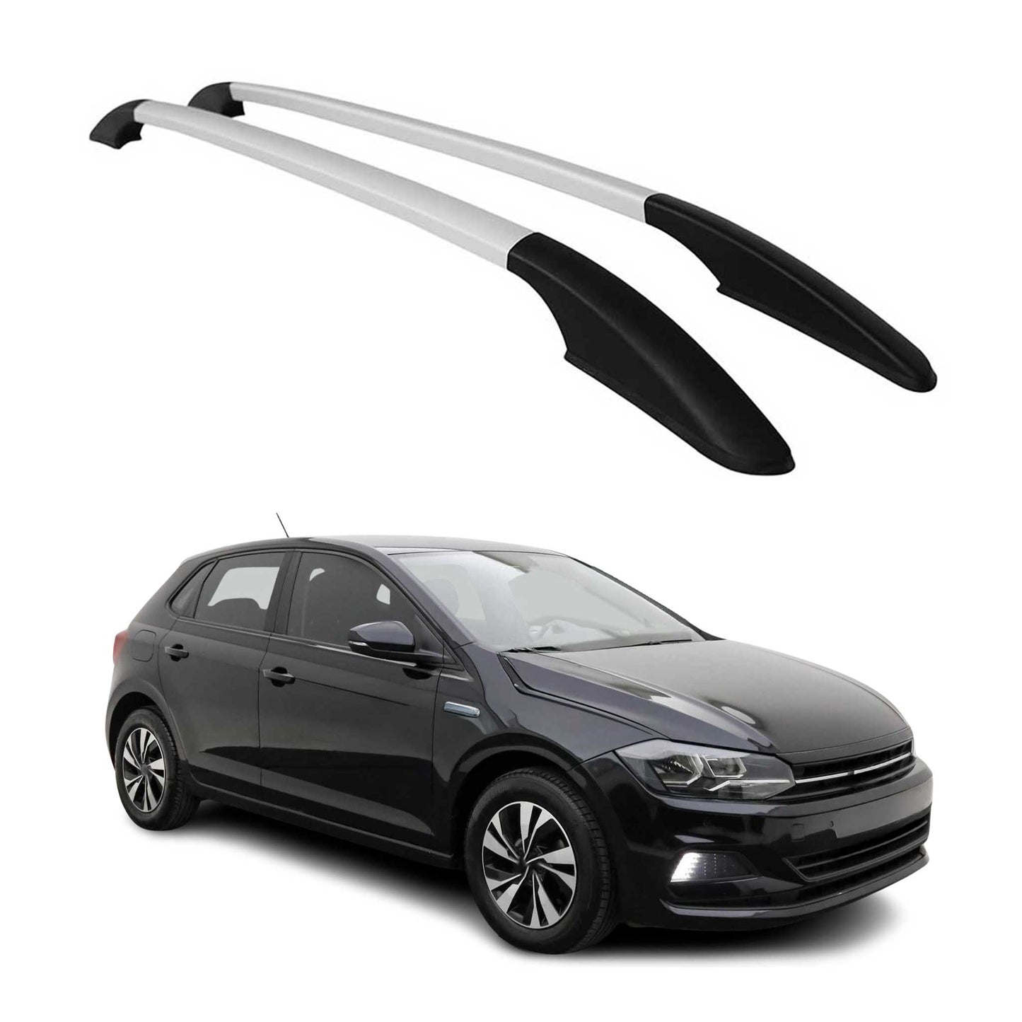 Bare de plafon din aluminiu pentru VW Polo 2017-2021, argintii, 2x