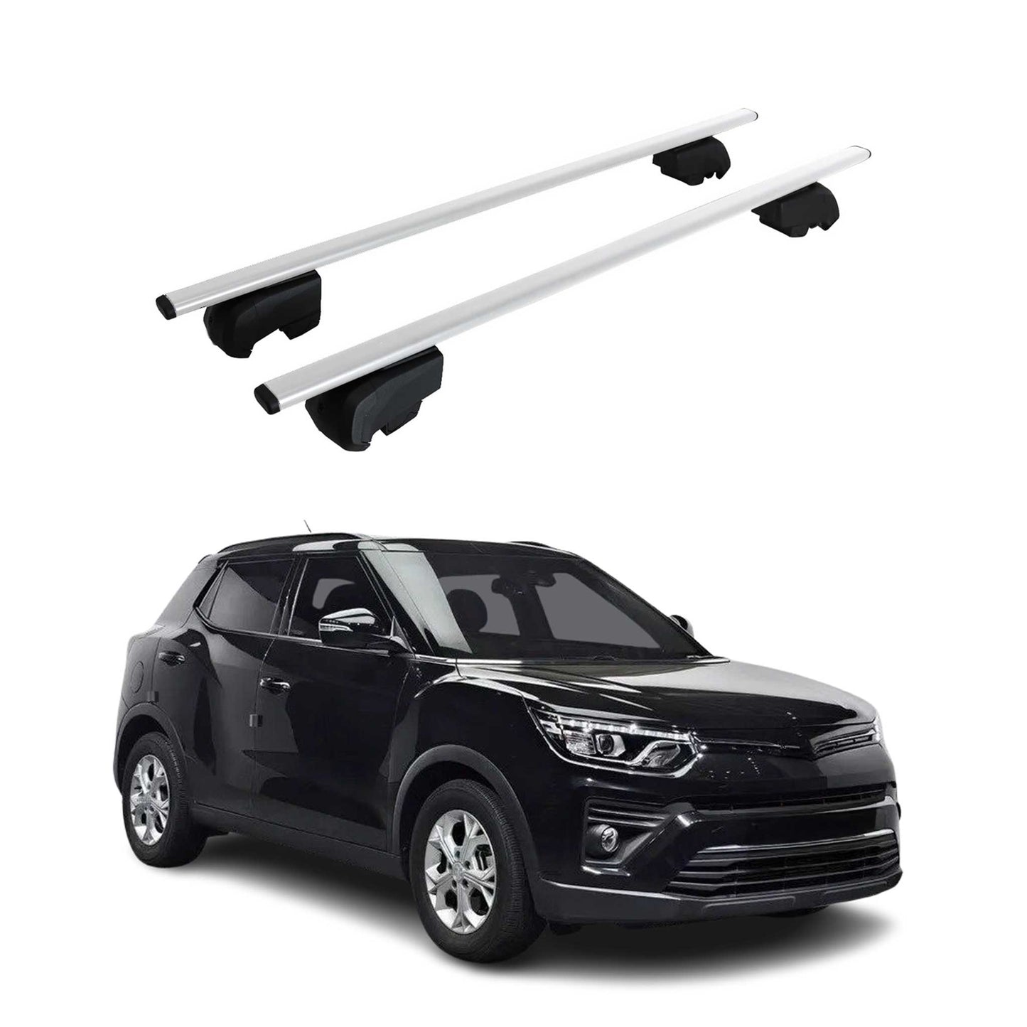 Portbagaj de plafon pentru SsangYong Tivoli 2021-2023 75kg, metal, argintiu, 2 buc.