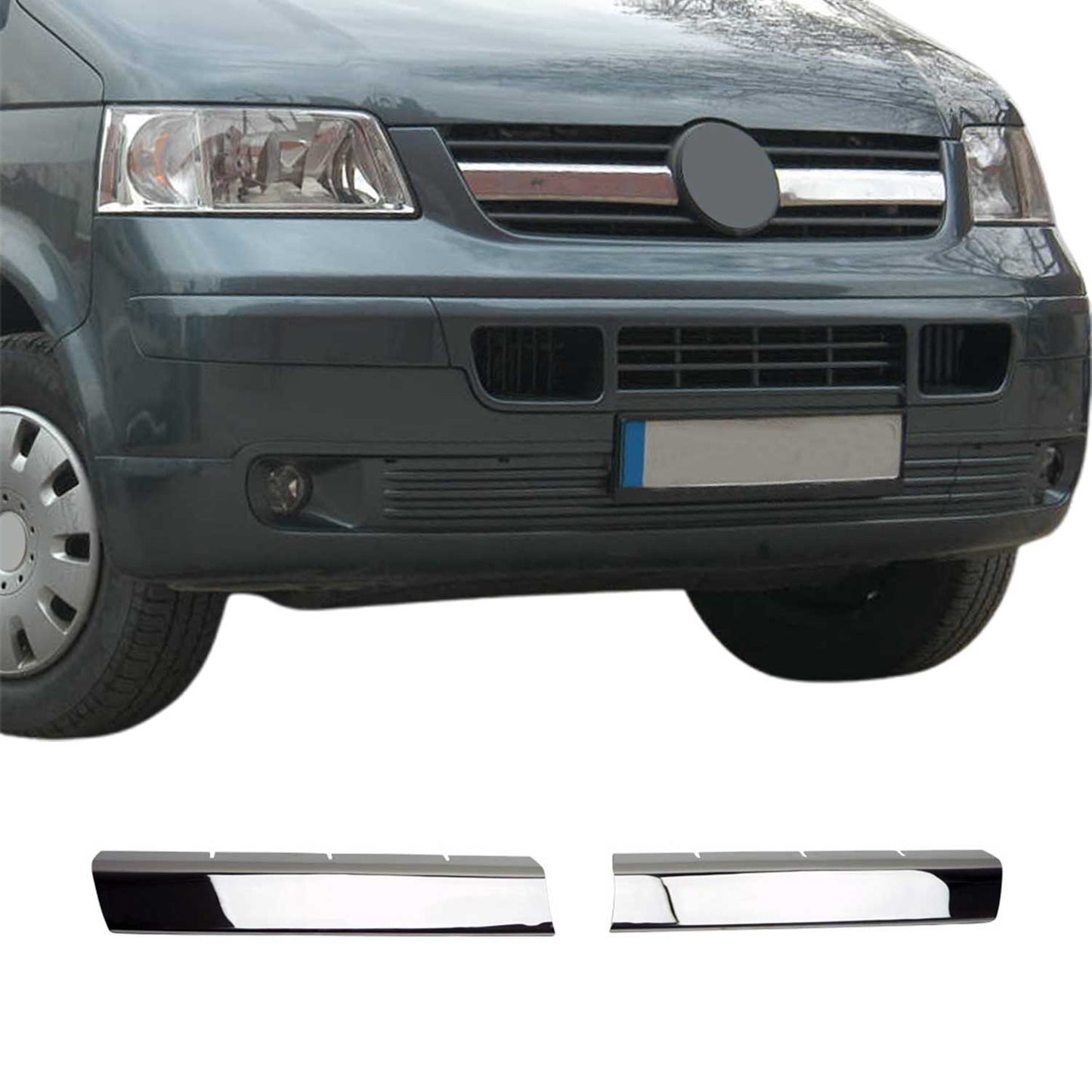 Kühlergrill Leisten Grillleisten für VW Transporter T5 2003-2009 Chrom Dunkel 2x