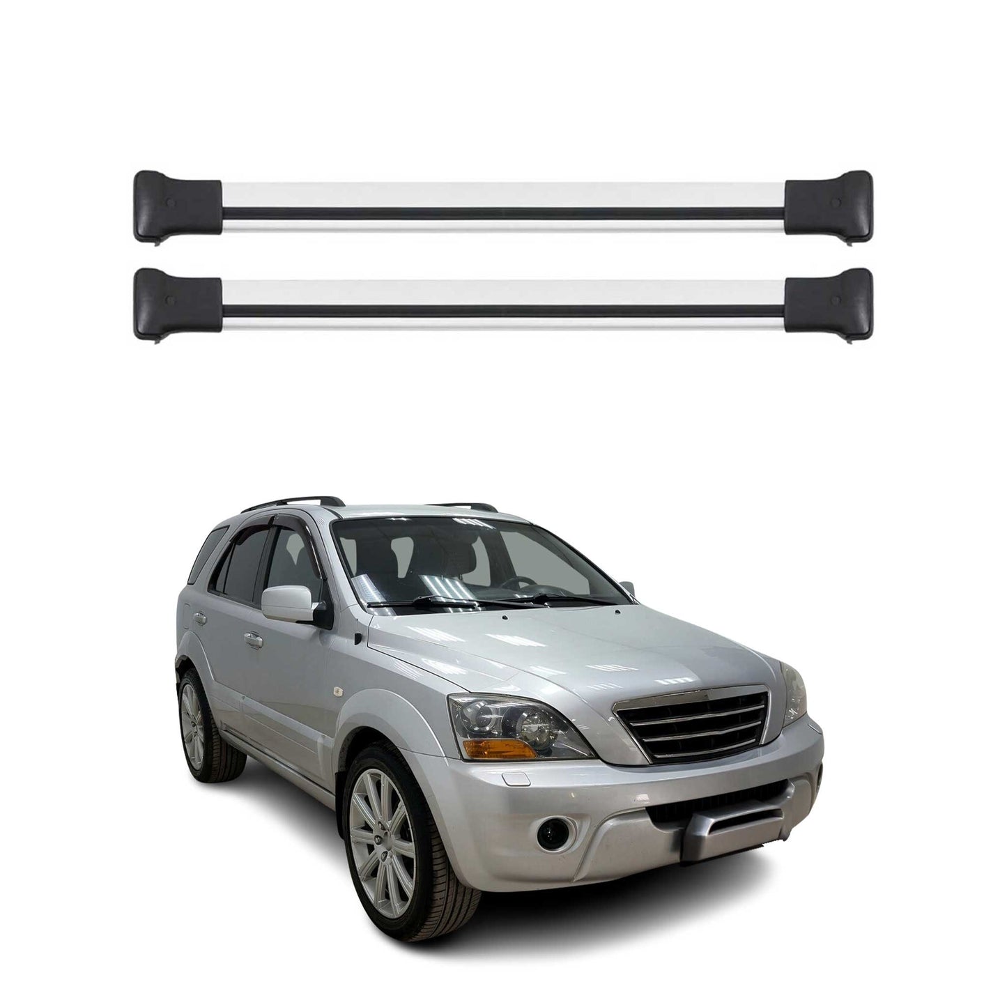 Dachträger Grundtäger für Kia Sorento 2002-2009 75kg Aluminium Silber 2 tlg