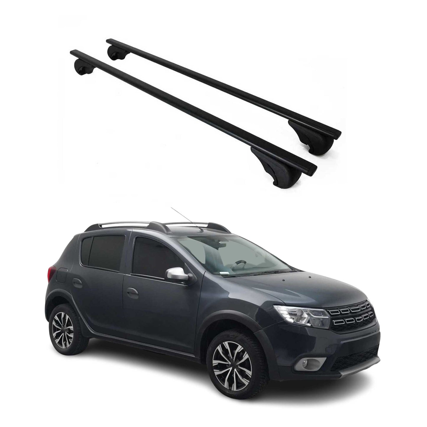 Portbagaj de plafon pentru Dacia Sandero Stepway 2012-2020 75kg metal negru 2x