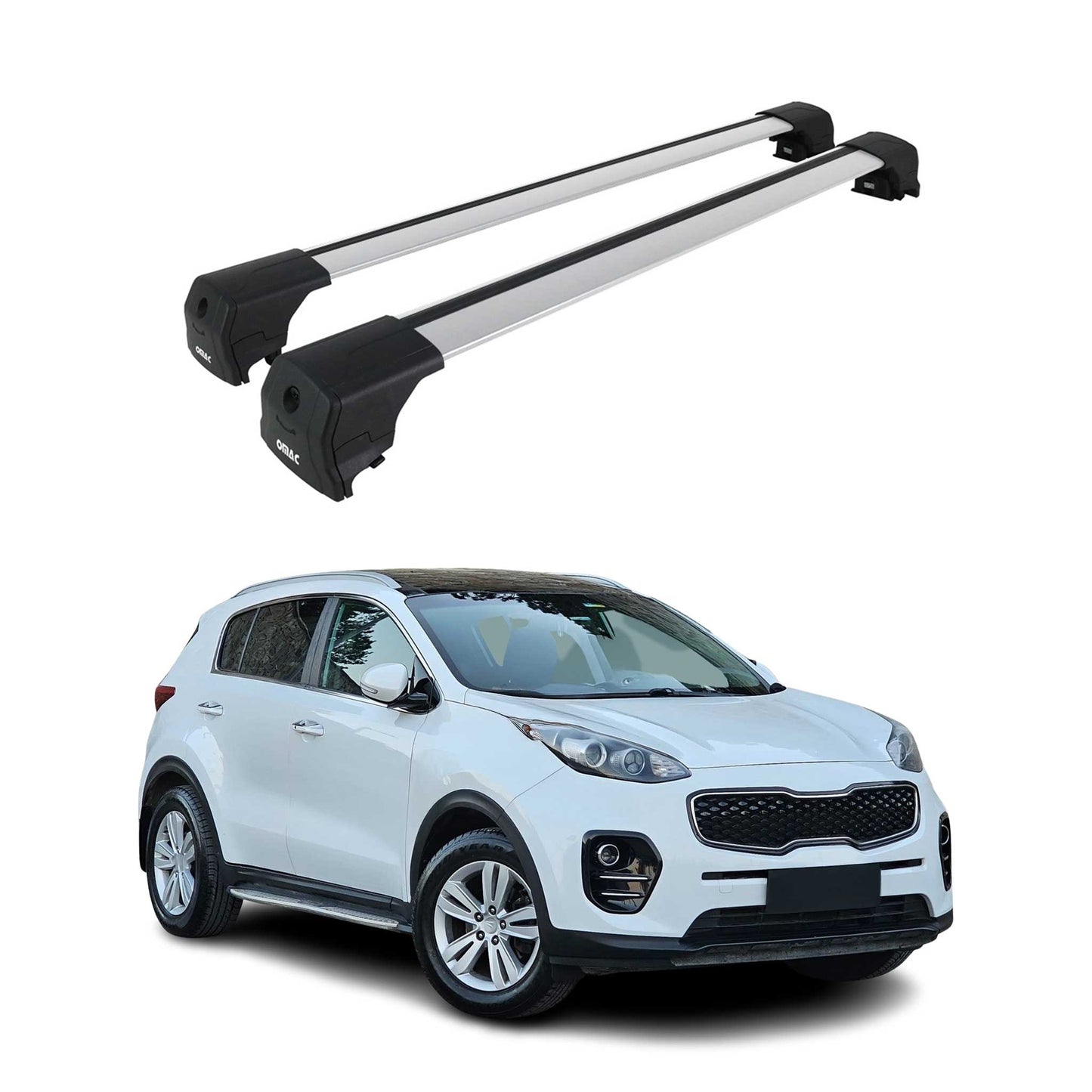 Portbagaj de plafon pentru Kia Sportage QL 2015-2021 75kg aluminiu argintiu 2 buc