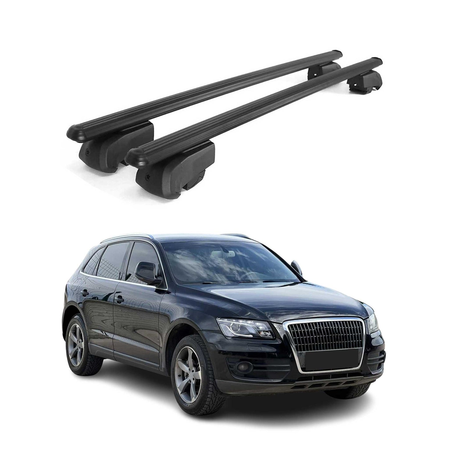 Portbagaj de plafon pentru Audi Q5 mk1 2008-2017 75kg aluminiu negru 2 buc