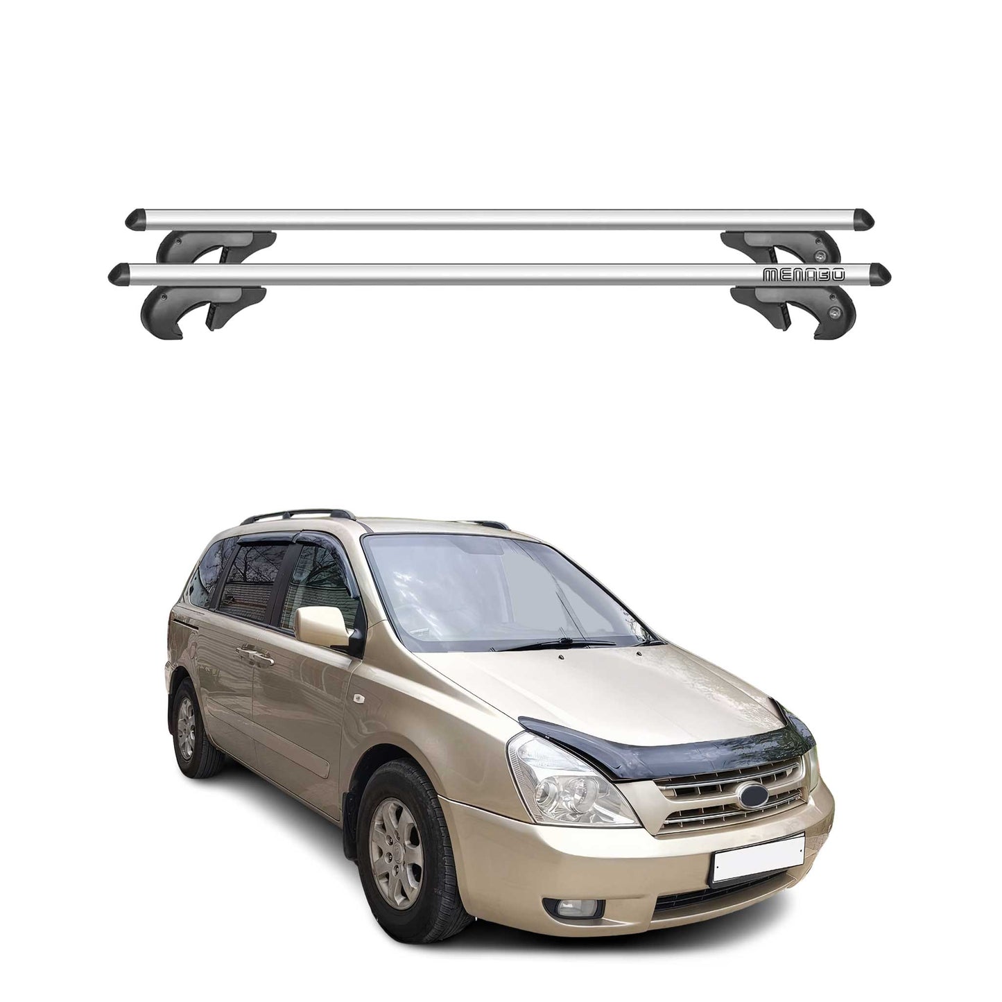 Menabo Dachträger Grundtäger für Kia Grand Carnival VQ 2006-2011 90kg Alu Silber