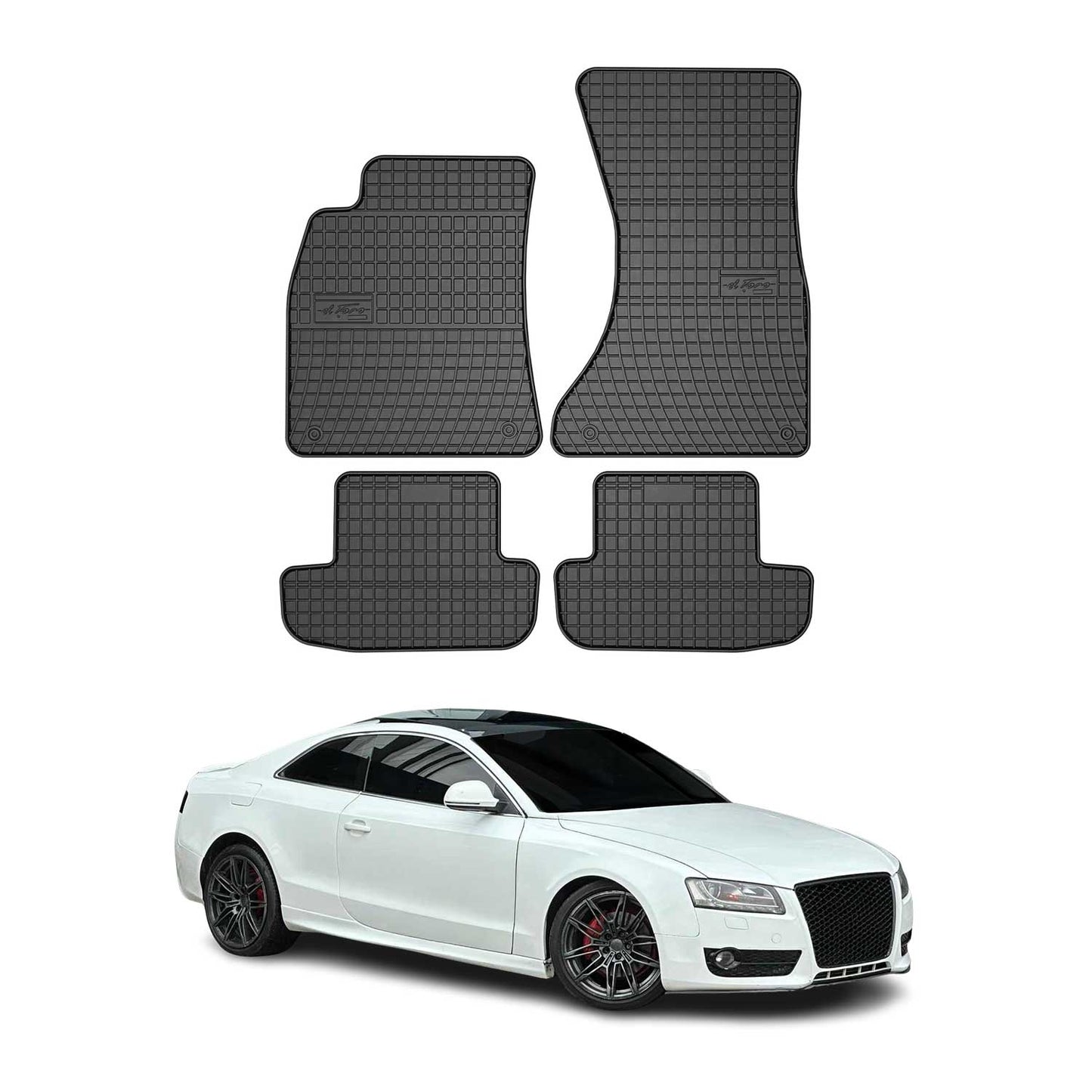 Covorașe cauciucate Audi A5 Cabriolet Coupe 8T3 8F7 2007-2017, set 4 piese, culoare negru