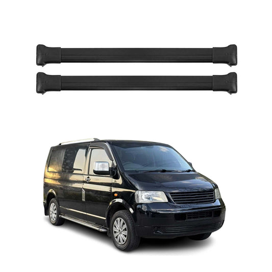 Portbagaj de plafon pentru VW Transporter T5 2003-2015 75kg aluminiu negru 2 piese