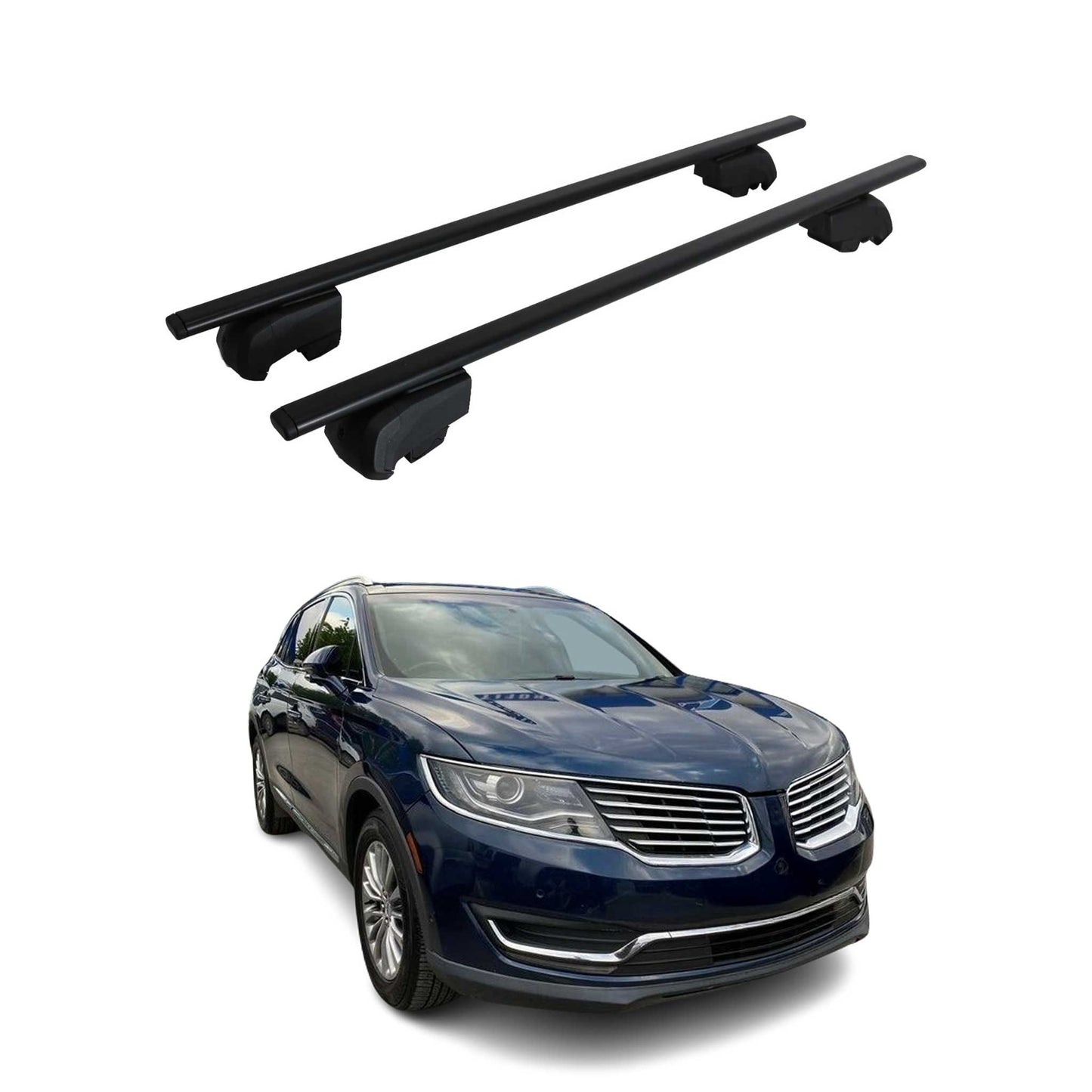 Dachträger Grundtäger für Lincoln MKX 2016-2018 75kg Metall Schwarz 2 tlg