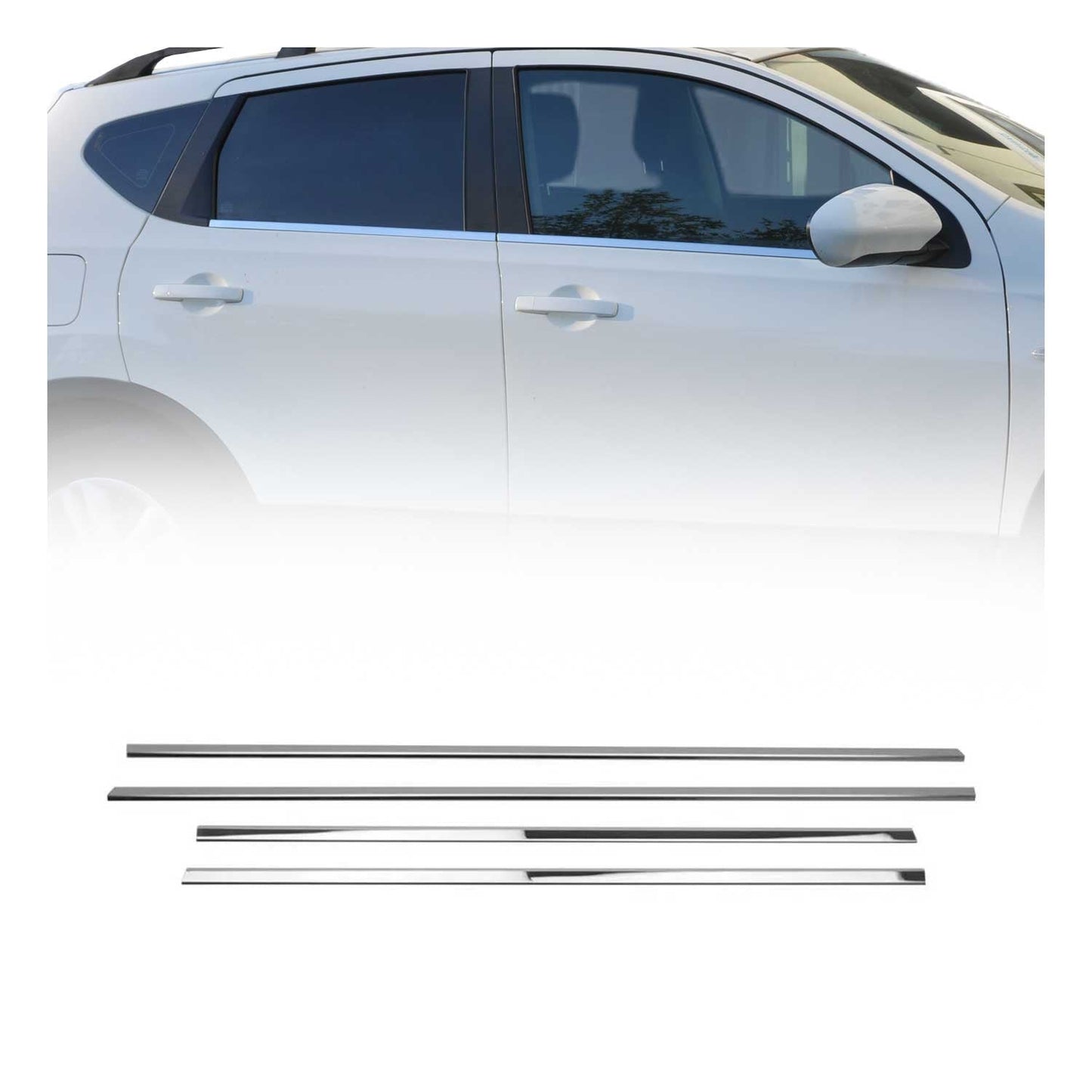 Fensterleisten Zierleisten für Nissan Qashqai J10 2006-2014 Edelstahl Chrom 4tlg
