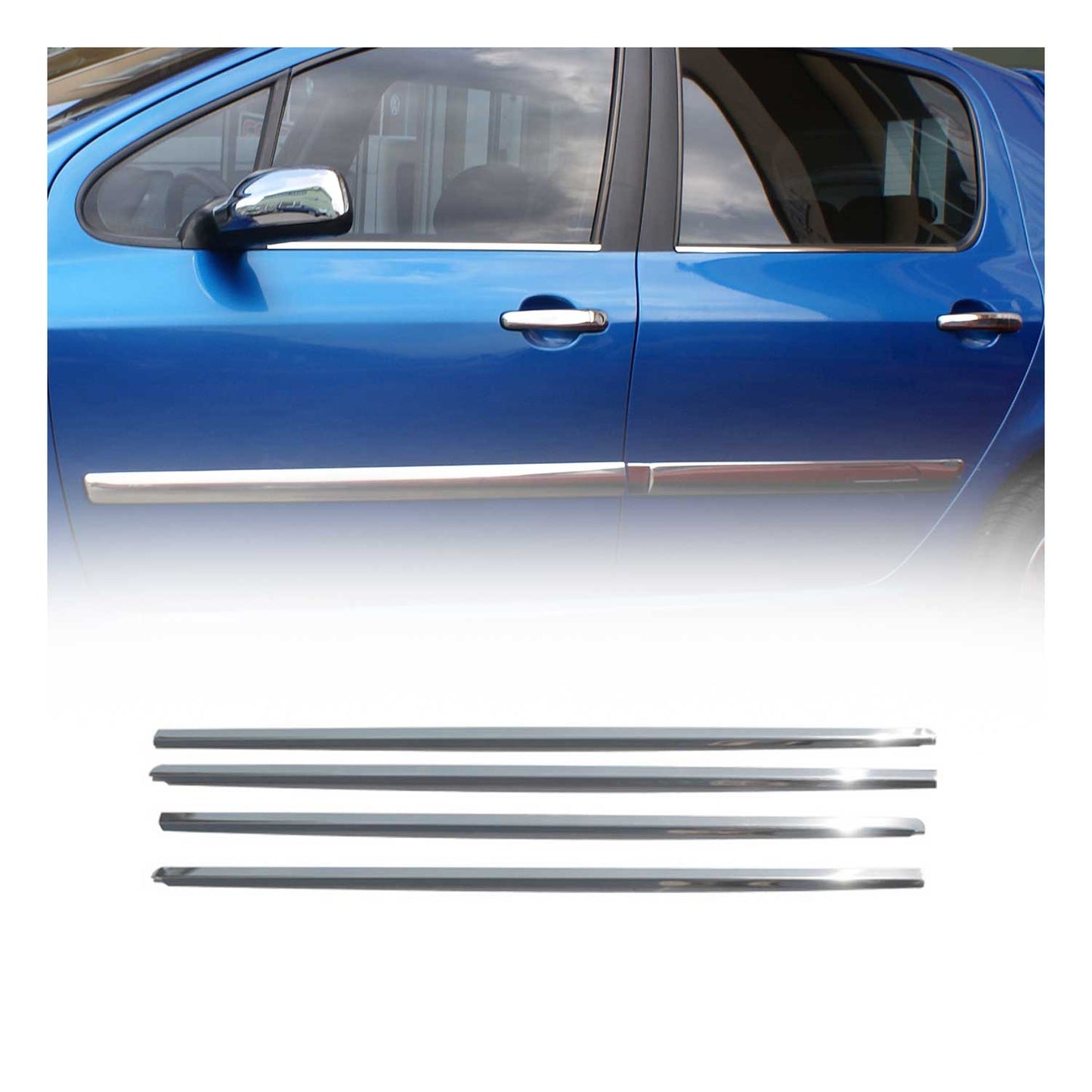 Fensterleisten Zierleisten für Peugeot 307 2001-2008 Edelstahl Chrom 4tlg