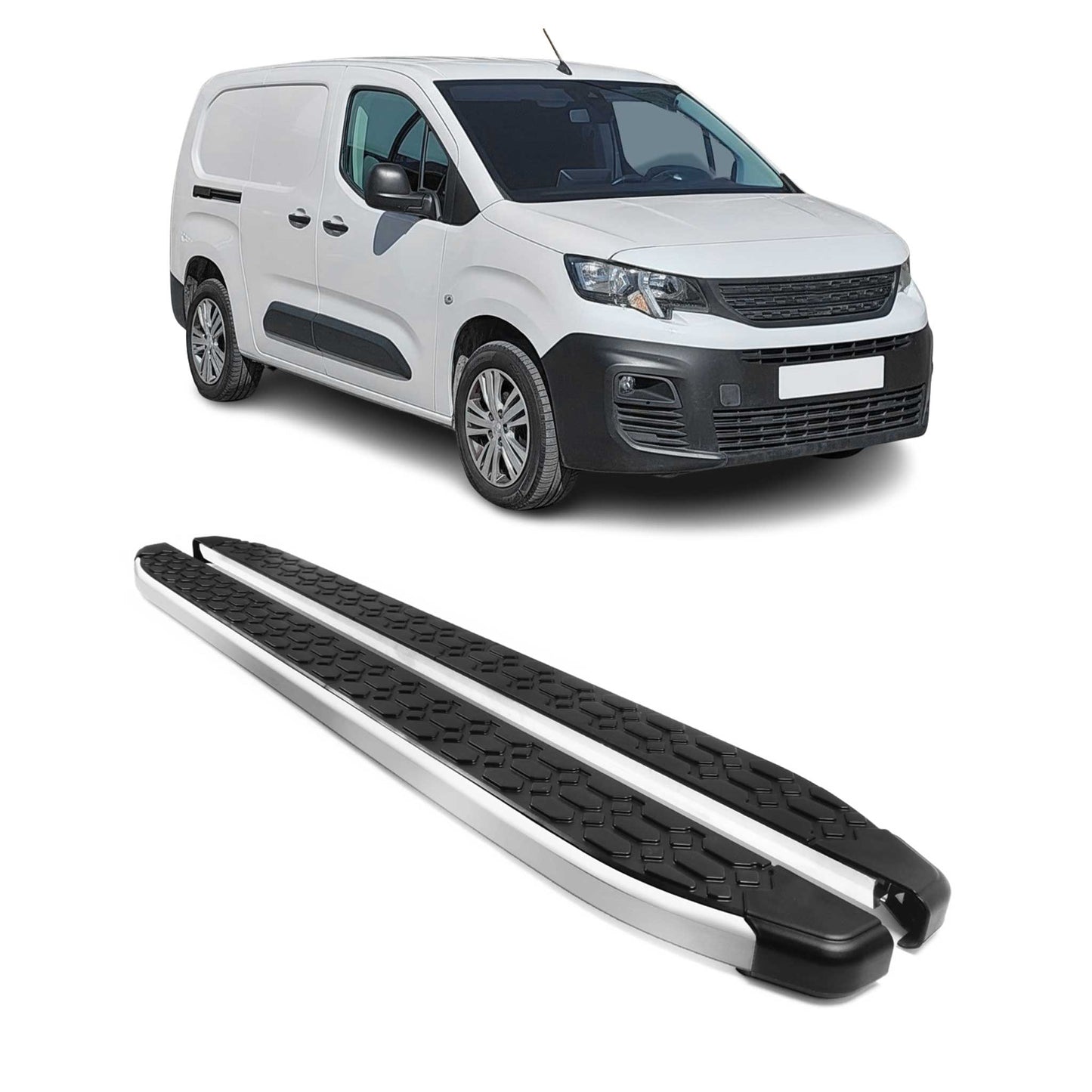 Praguri/praguri laterale pentru Peugeot Partner 2019-2025 L2 Negru 2x