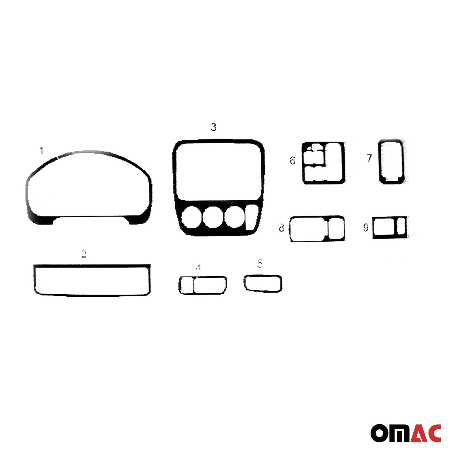 Ornamente interioare cockpit pentru Honda CR-V 1996-2001, aspect aluminiu, 9 bucăți