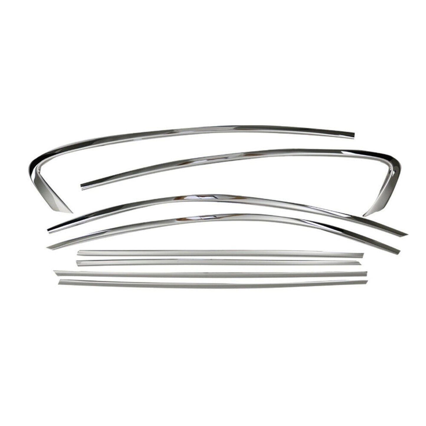 Benzi decorative pentru geamuri Ford Focus Saloon 2018-2025, oțel inoxidabil, 8 bucăți