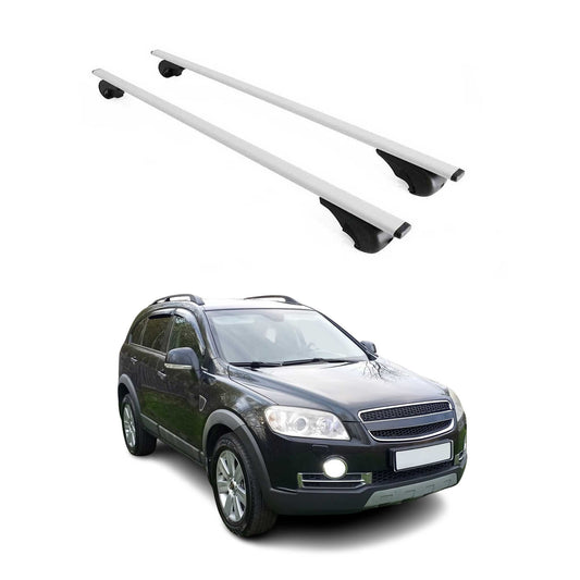 Portbagaj de plafon pentru Chevrolet Captiva 2006-2016 75kg, metal, argintiu, 2 buc.
