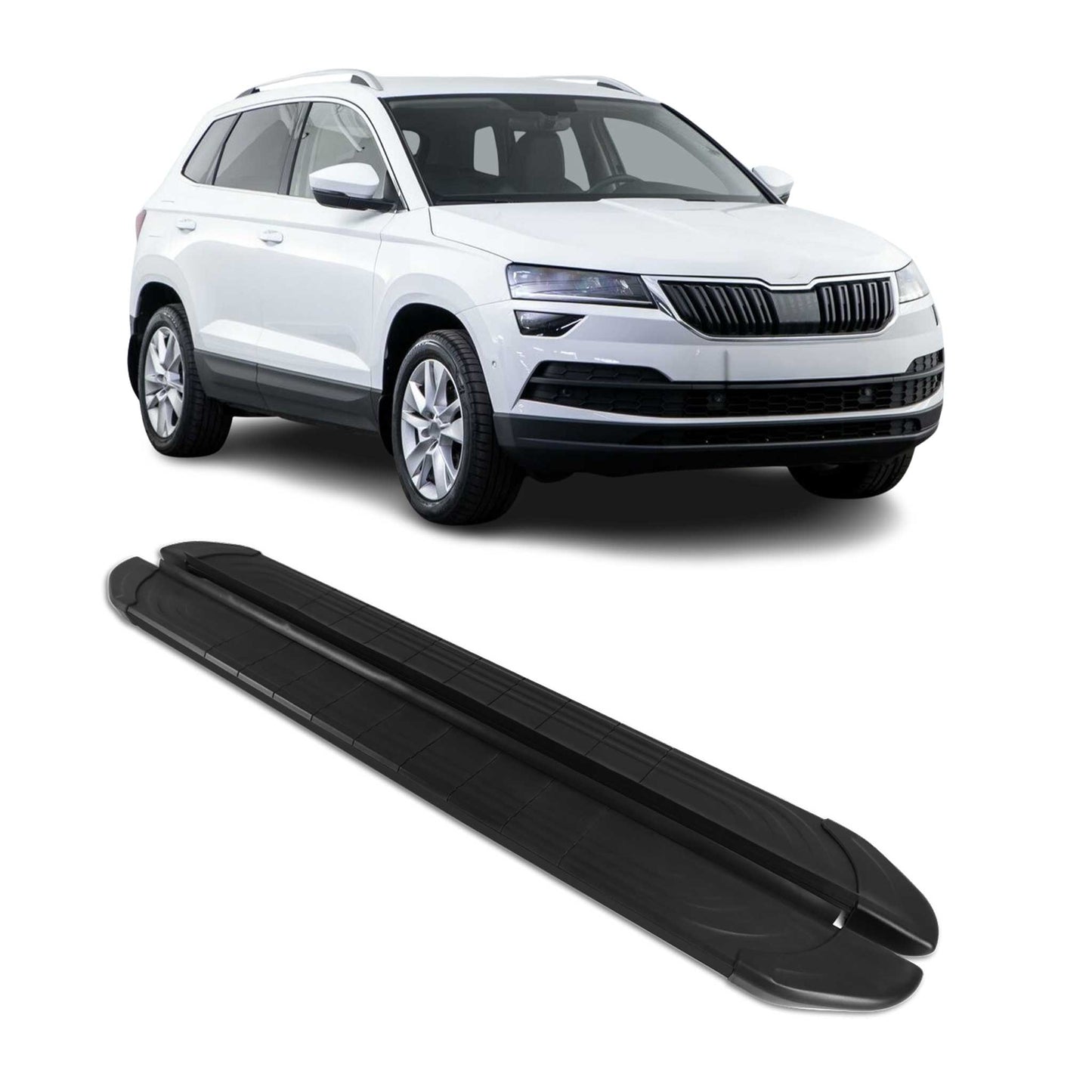 Seitenschweller Trittbretter für Skoda Karoq 2017-2025 Schwarz Aluminium 2 tlg