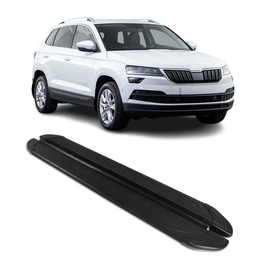 Seitenschweller Trittbretter für Skoda Karoq 2017-2025 Schwarz Aluminium 2 tlg