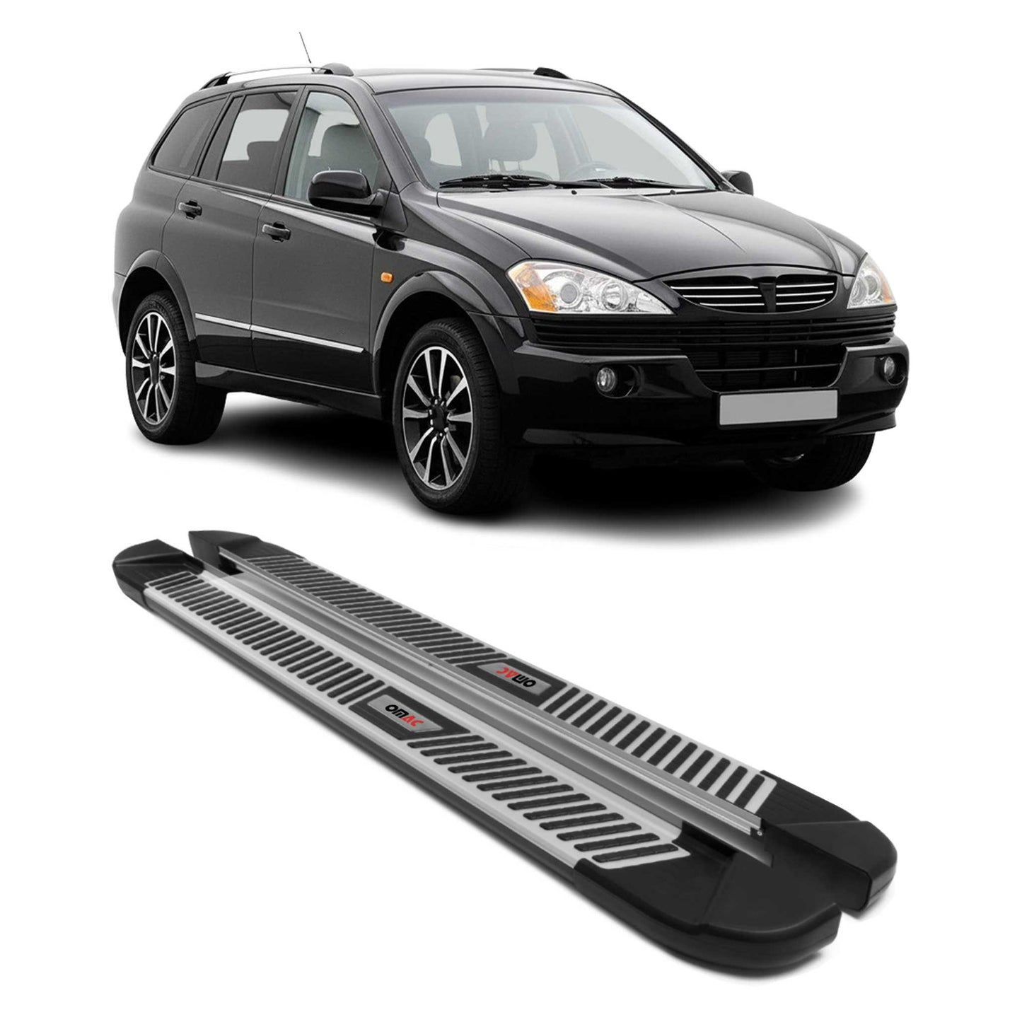 Trittbretter Seitenbretter Schweller für Ssangyong Kyron 2005-2025 Alu Schwarz